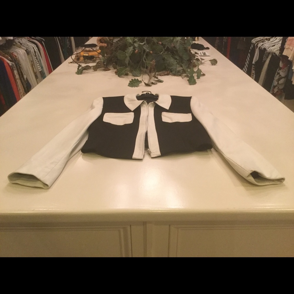 Gemma Kahng Leather Jacket - Black, White, Zipper